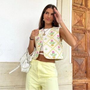 Zara Quilted Embroidered Vest